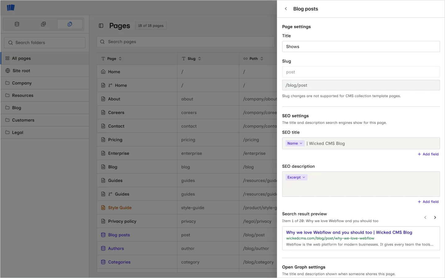 Static page details