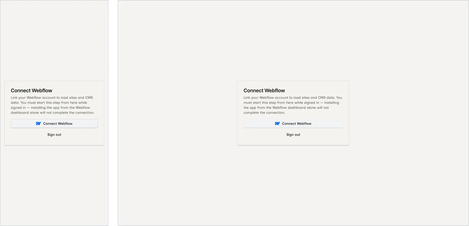 Connect Webflow screen